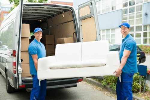 Removal van and movers preparing a Southwark residential move