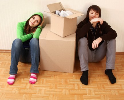 Packed boxes and furniture prepared for a residential move in Southwark