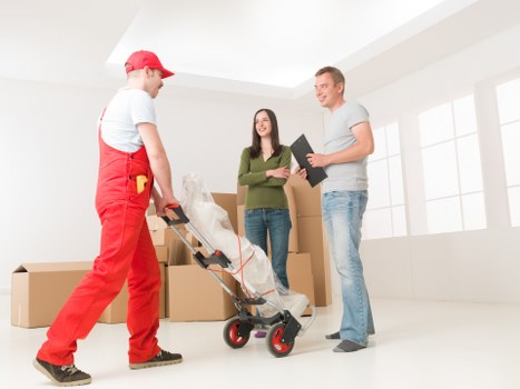 Packed boxes and furniture ready for local removals in Southwark