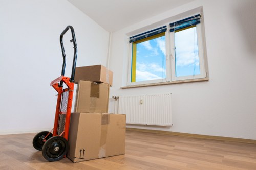 Southwark home moving service with furniture and boxed items ready for transport
