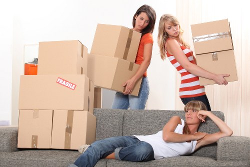 Packed boxes and prepared items for a flat move in Southwark