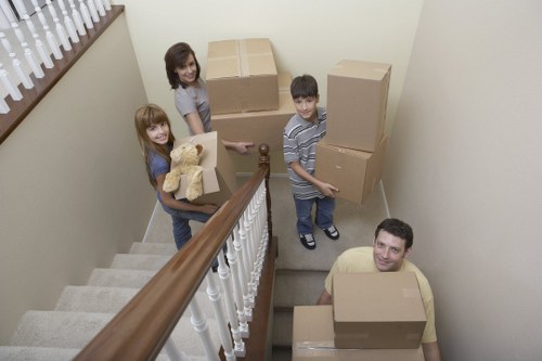 Narrow stair access typical of flat removals in Southwark